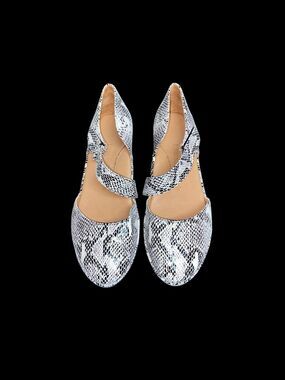 Lamour Des Pieds Beriyn Black White Snake Print Comfort Flats NWOT Sz 6.5